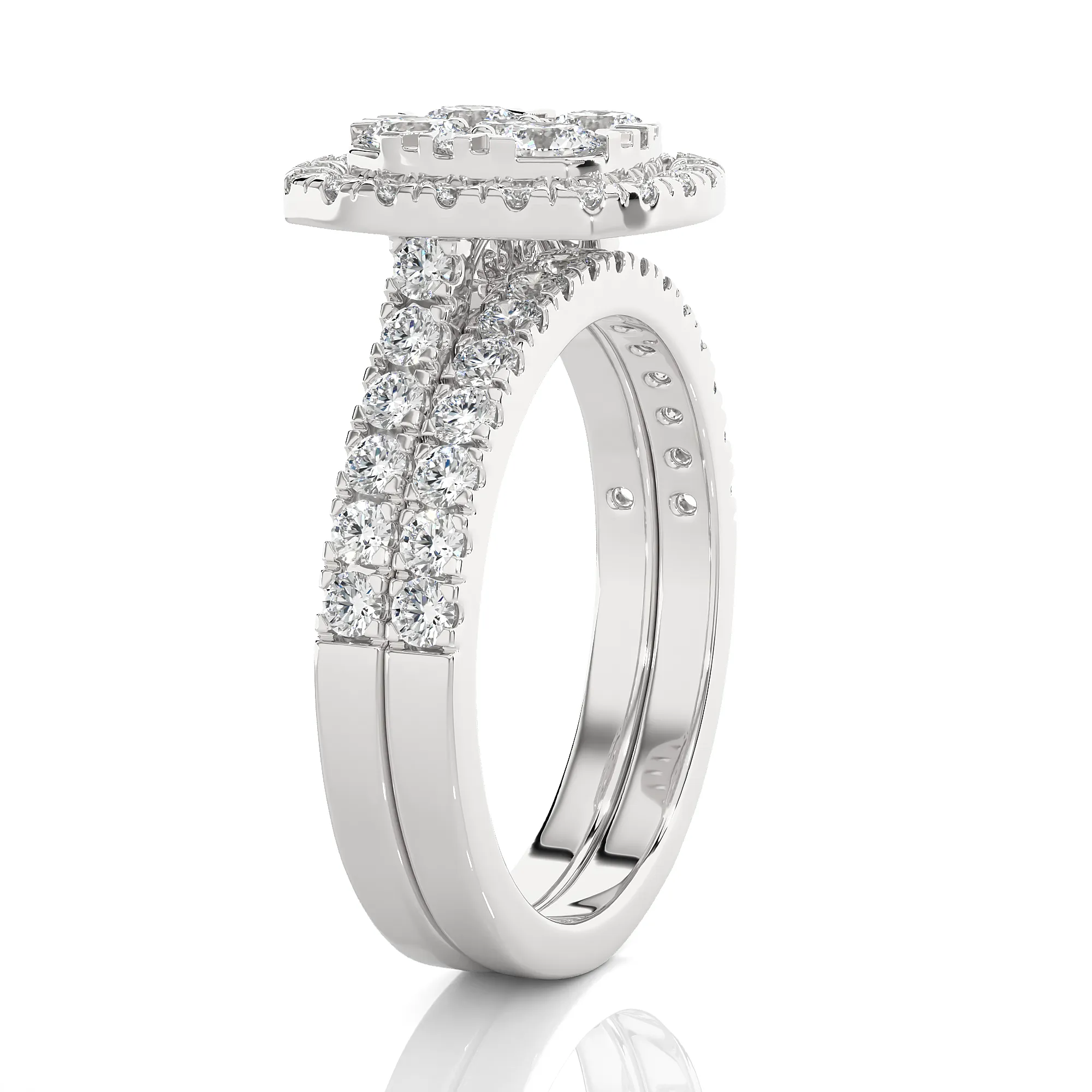 1 1/2 ctw Round Lab Grown Diamond Halo Ring