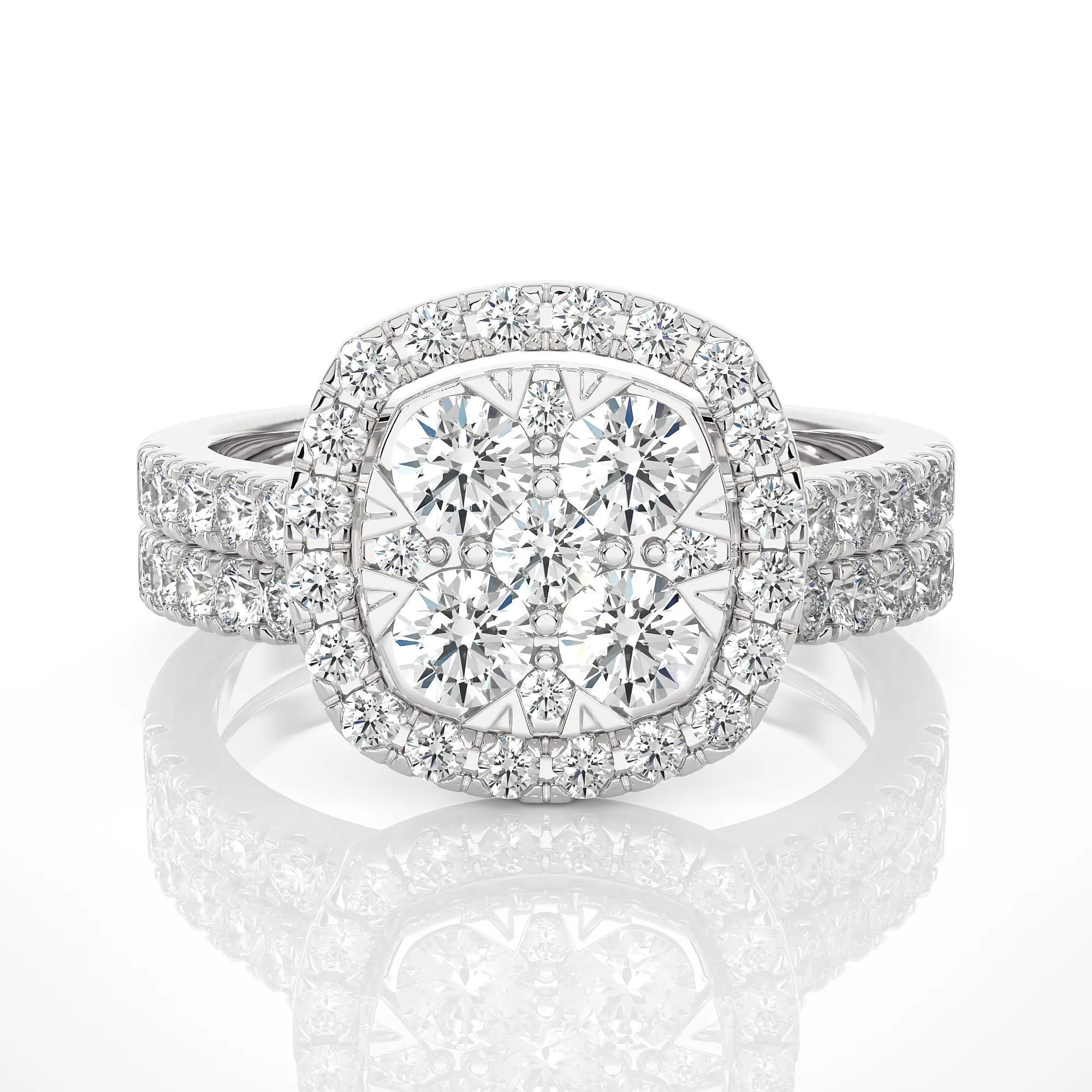 1 1/2 ctw Round Lab Grown Diamond Halo Ring