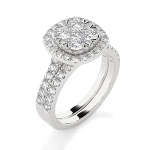 1 1/2 ctw Round Lab Grown Diamond Halo Ring