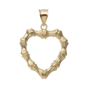 1 1/2" Bamboo Heart Pendant 10K Yellow Gold