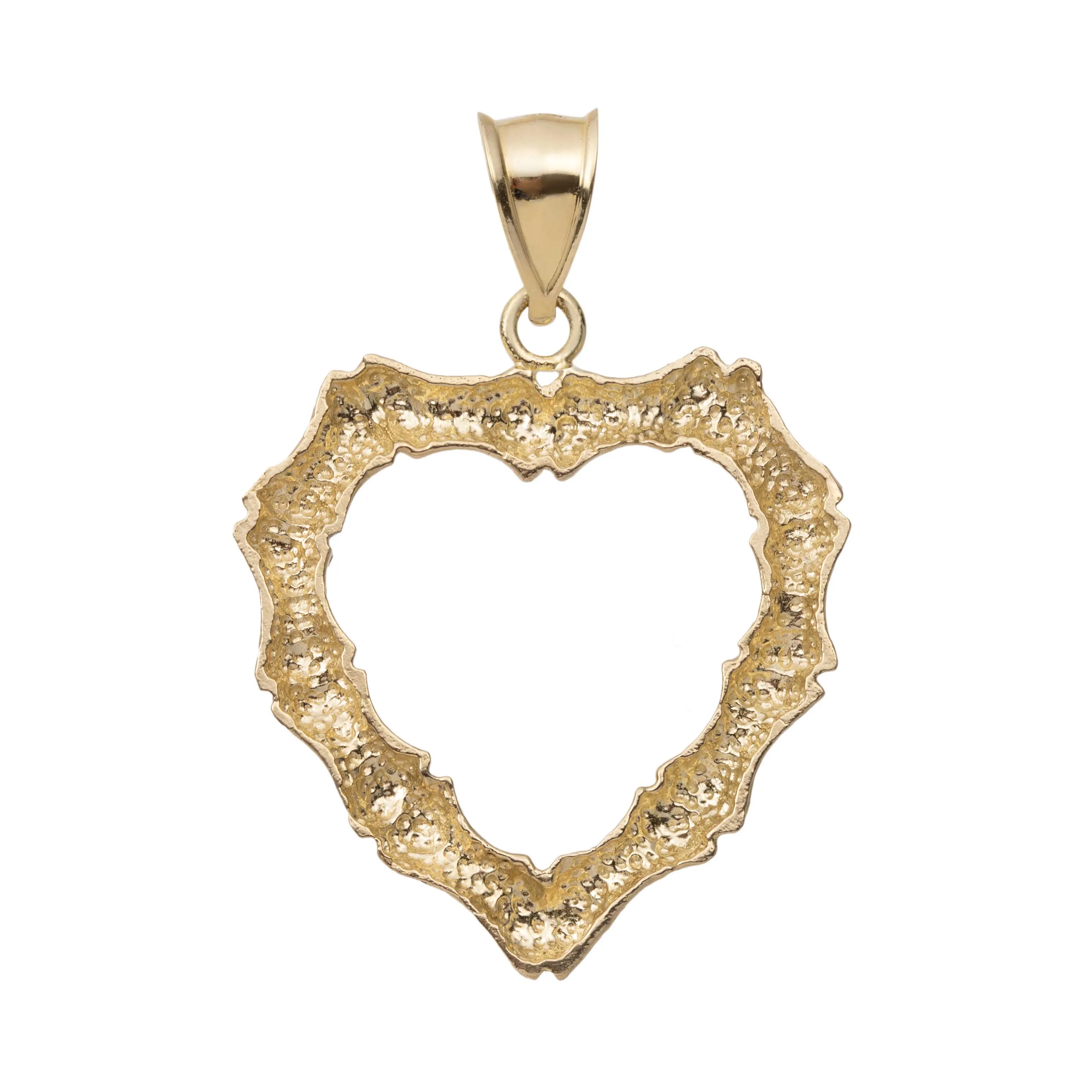 1 1/2" Bamboo Heart Pendant 10K Yellow Gold