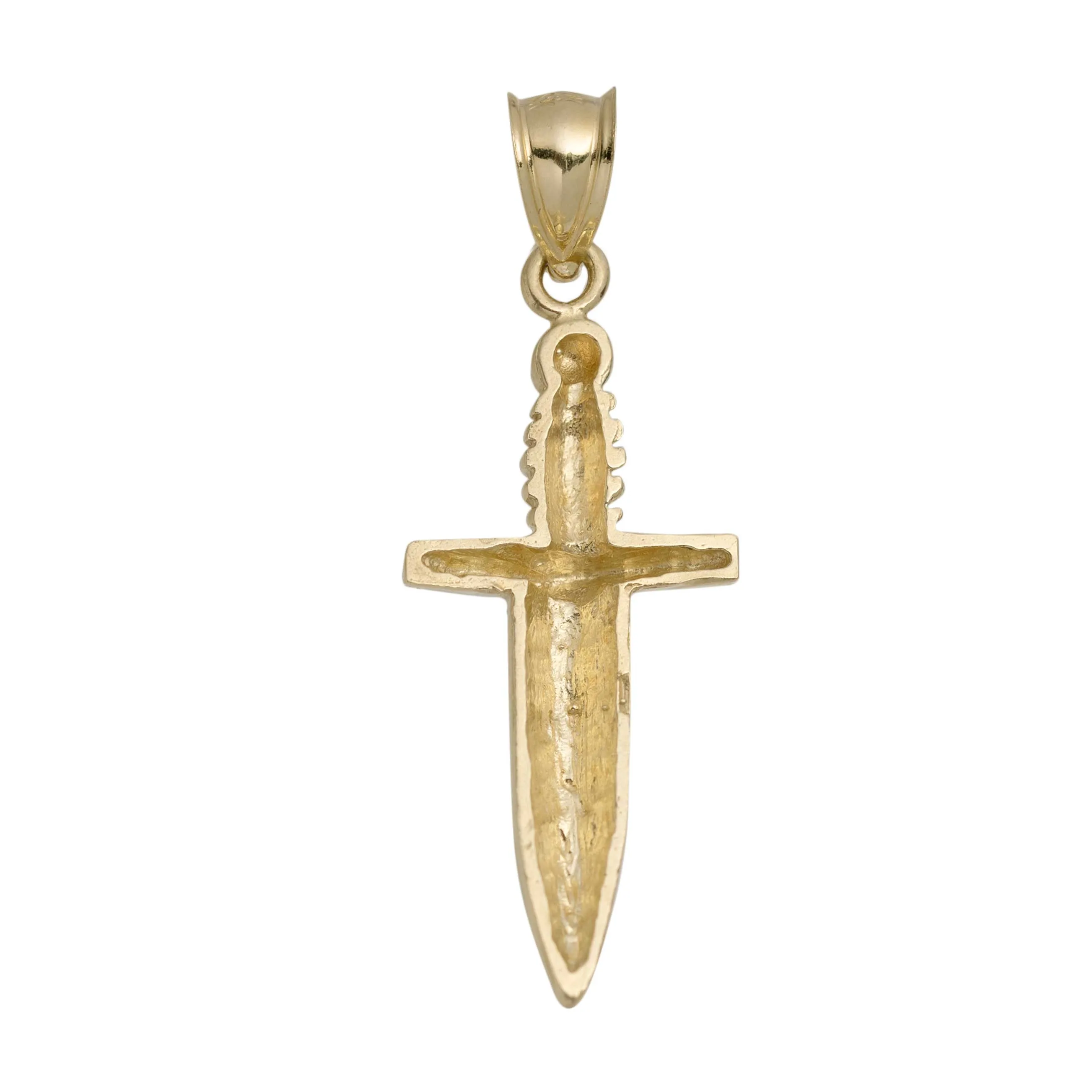 1 1/2" Shiny Dagger Pendant 10K Yellow Gold