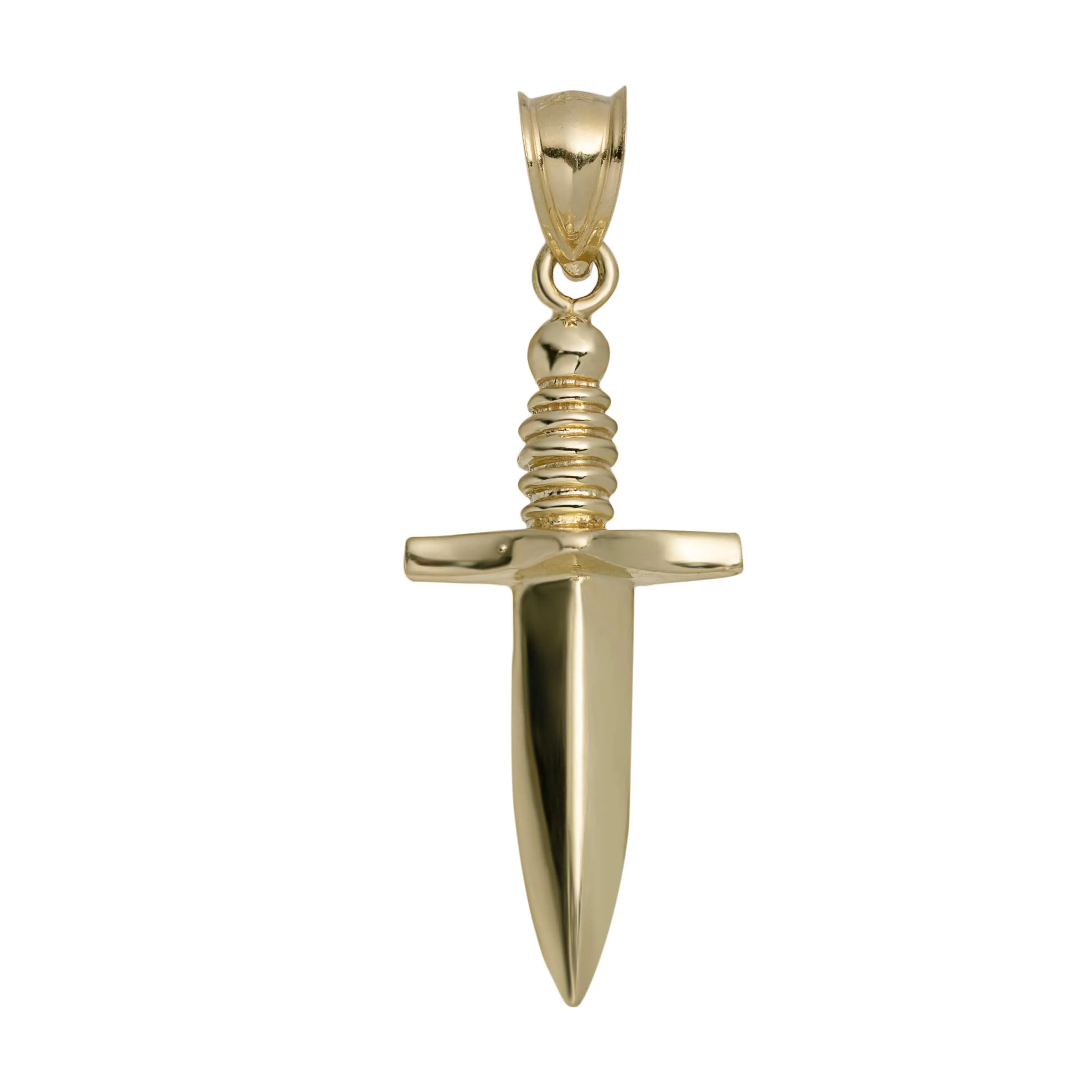 1 1/2" Shiny Dagger Pendant 10K Yellow Gold