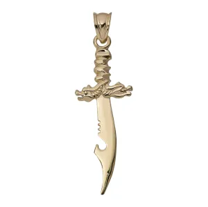 1 1/2" Sword Dragger Pendant 10K Yellow Gold