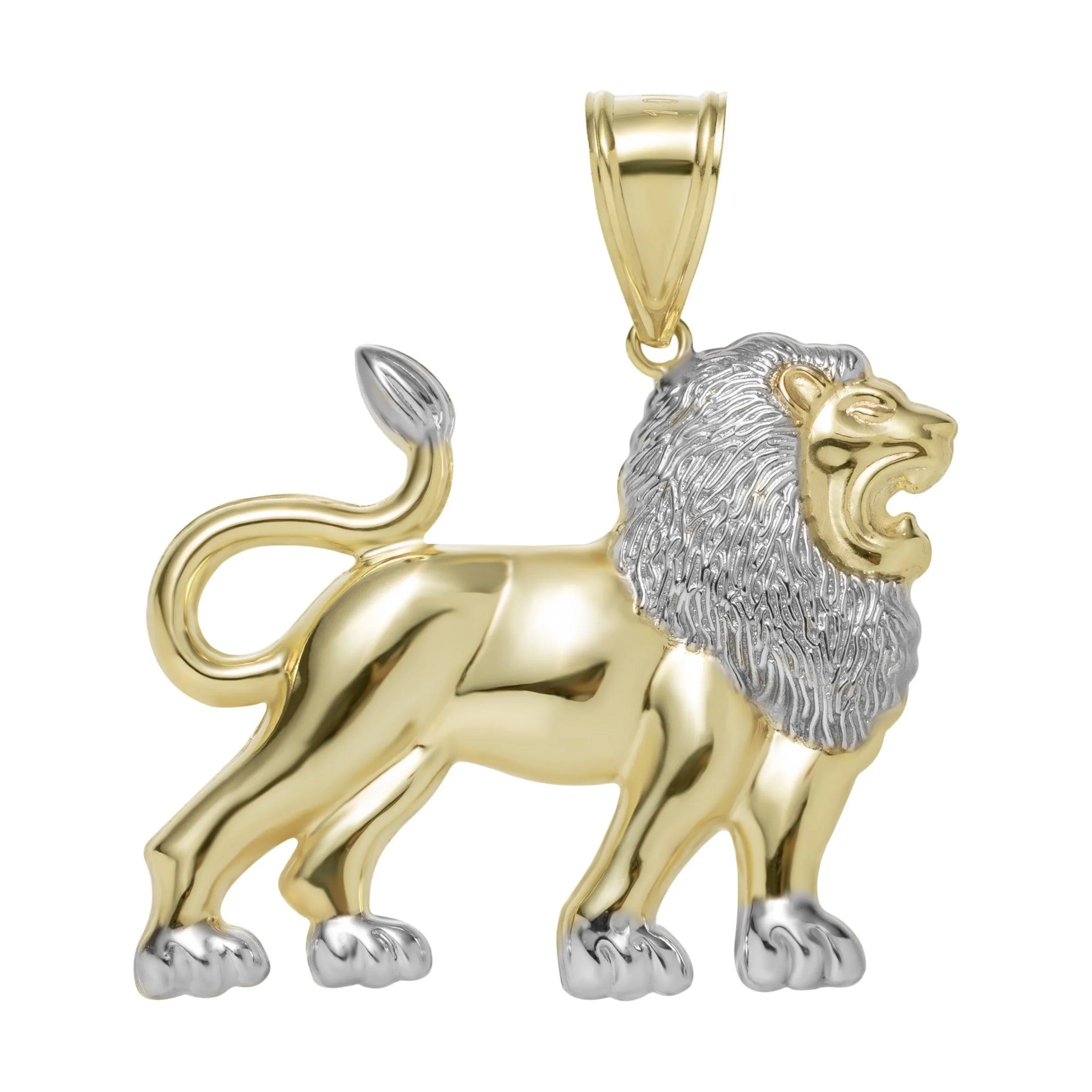 1 3/4" Walking Lion Pendant 10K Yellow Gold