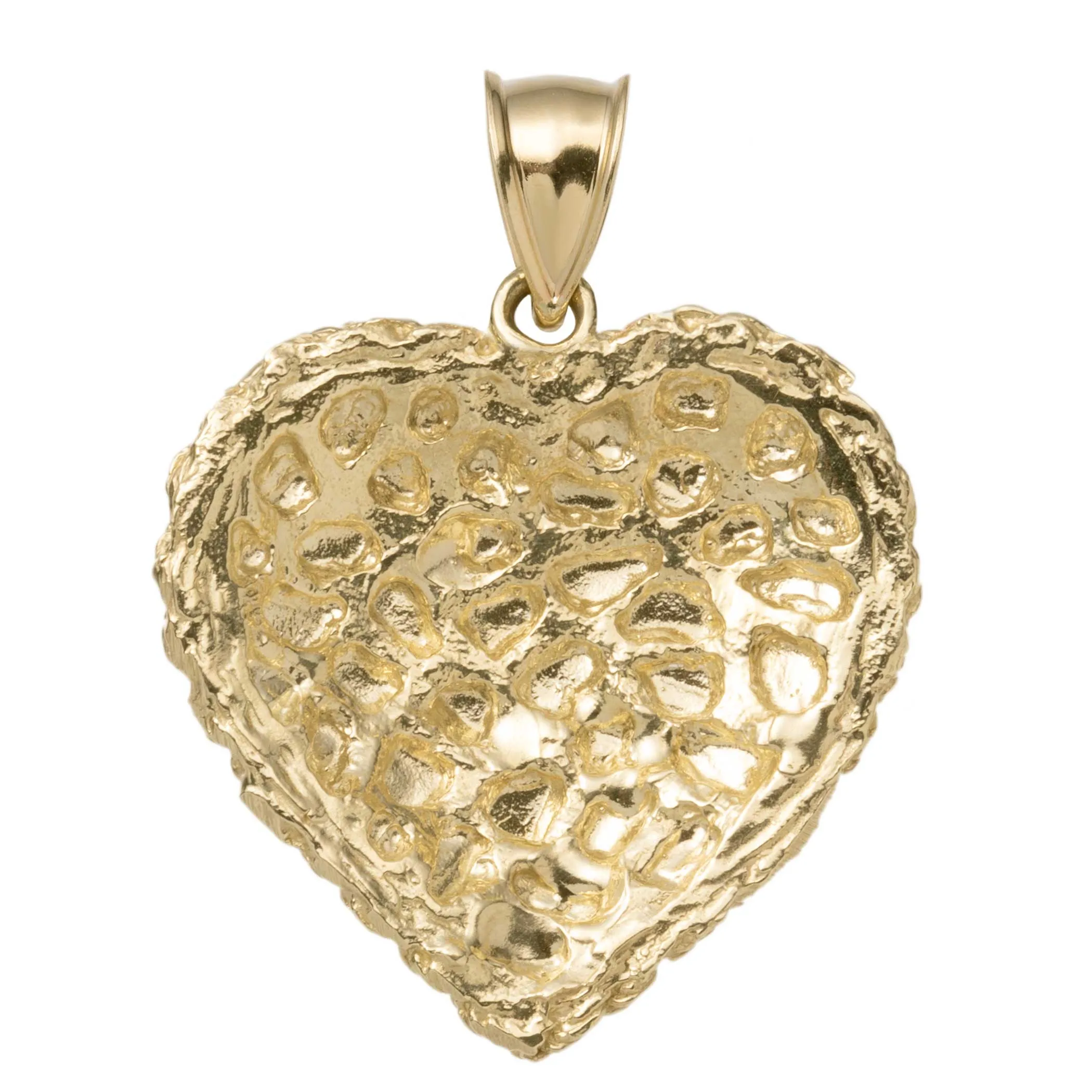 1 3/8" Framed Nugget Heart Pendant 10K Yellow Gold