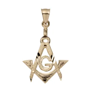 1 3/8" Square & Compass Masonic Pendant 10K Yellow Gold