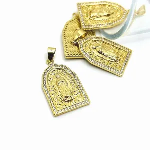 1 or 4 Pieces: Gold Plated Jesus Pendant with Micro Pave