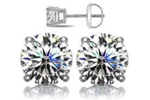 1.25 Carat T.W. Round Brilliant Cut White Gold Diamond Studs