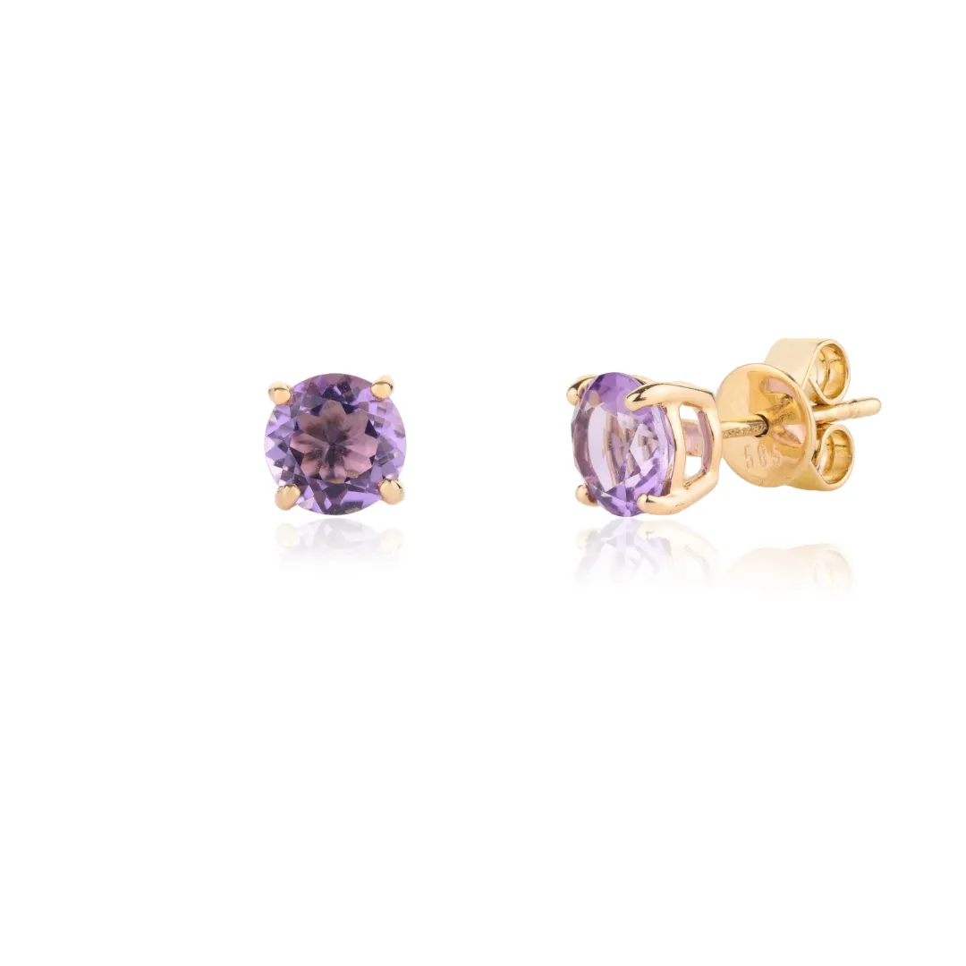 14k Gold Amethyst Studs