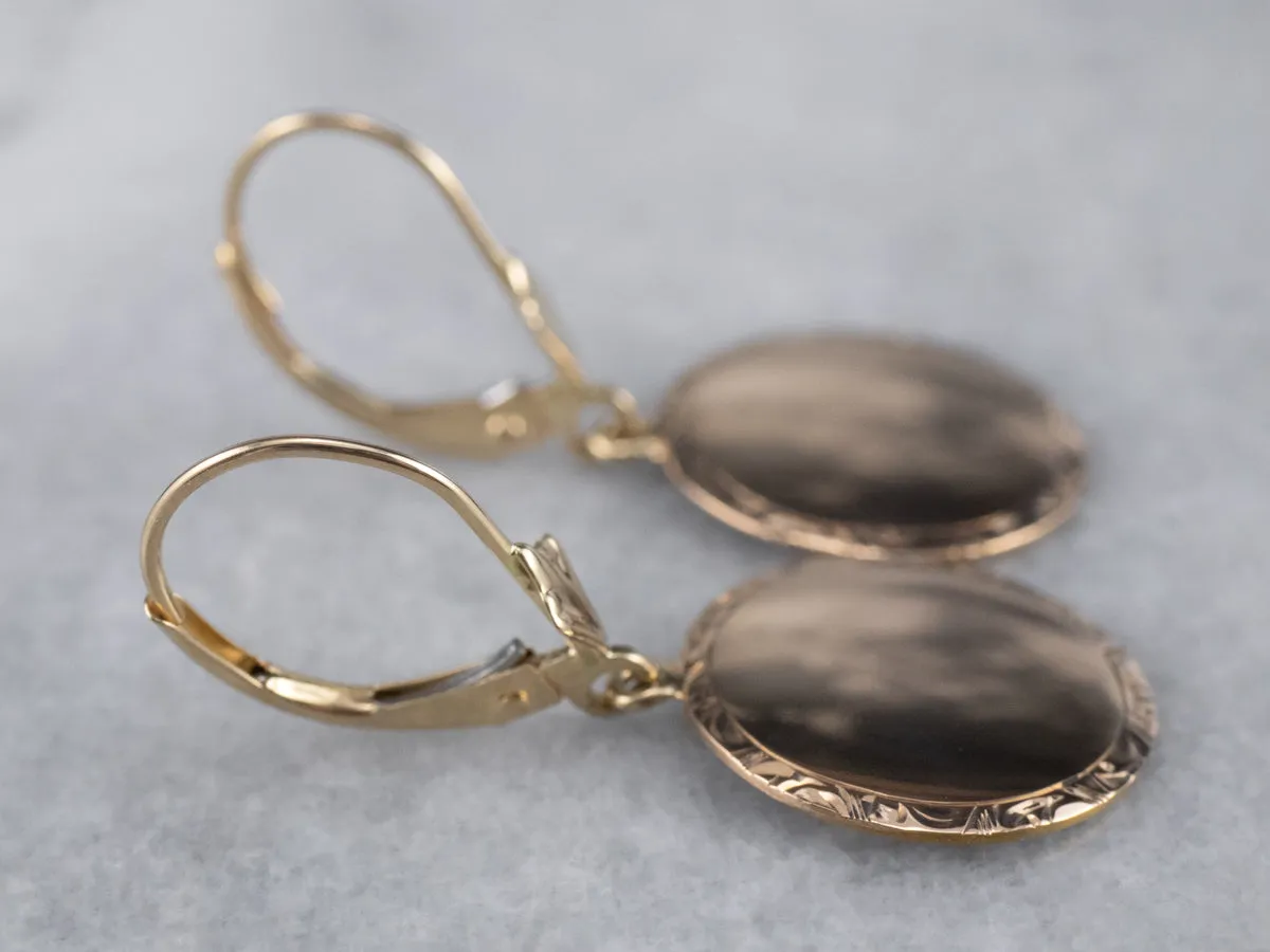 14K Gold Disk Drop Earrings