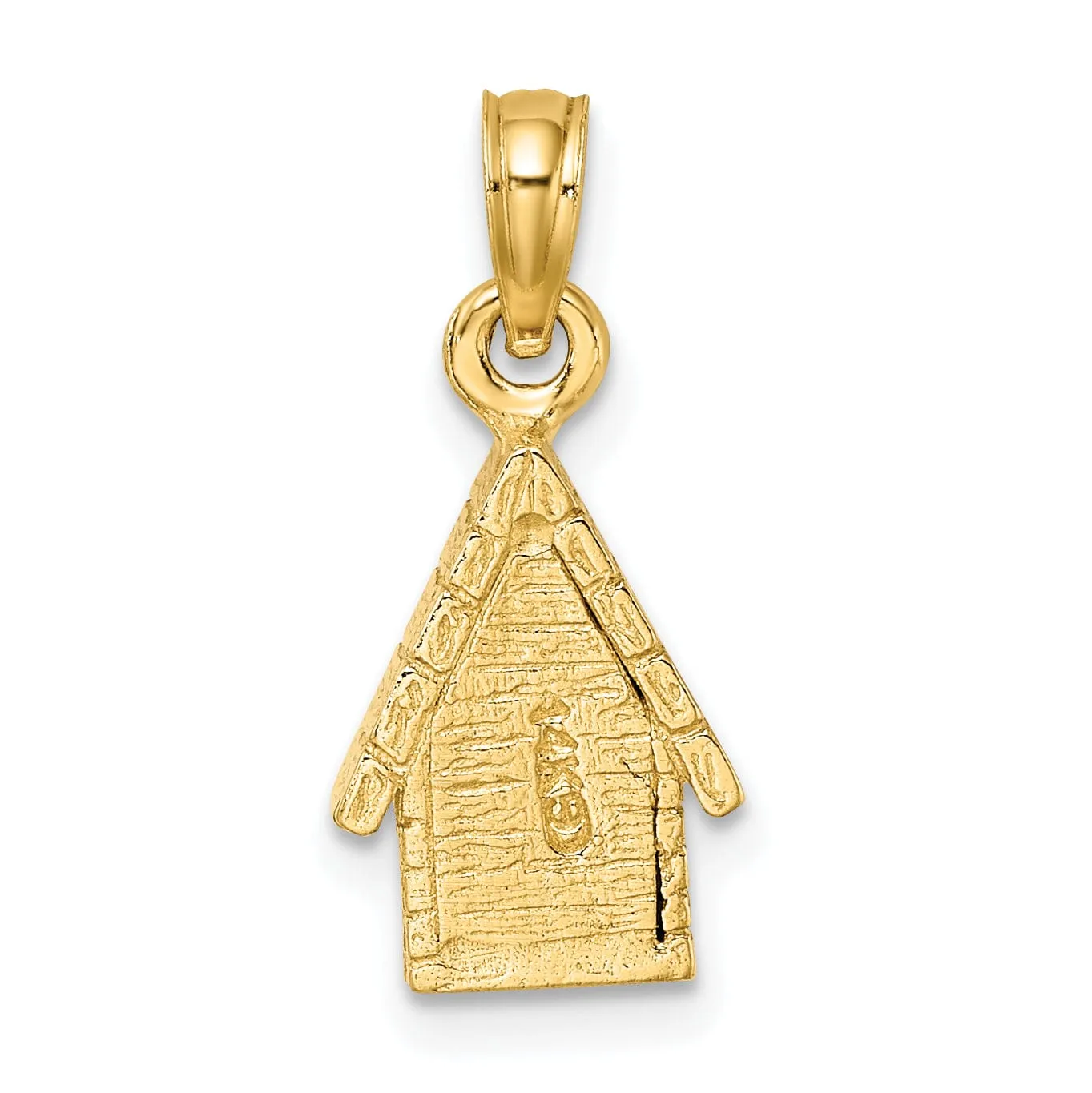 14k Two Tone Gold Textured Polished Finish 3-Diamentional Dog Inside Dog House Charm Pendant