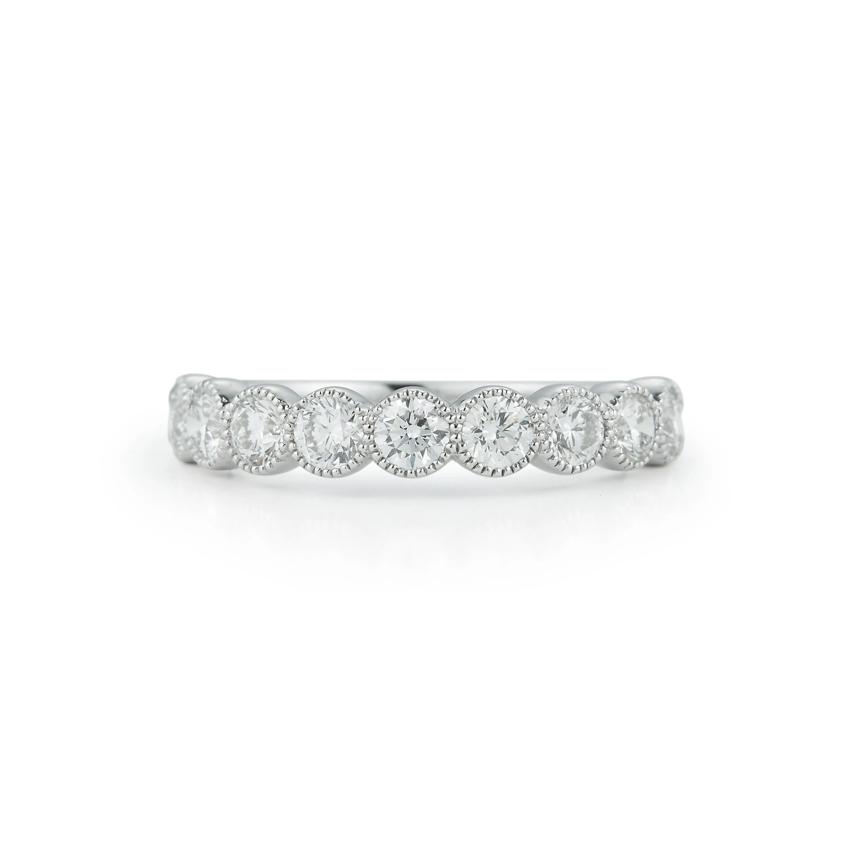 14k White Gold Bezel Set Round Diamond Wedding Band