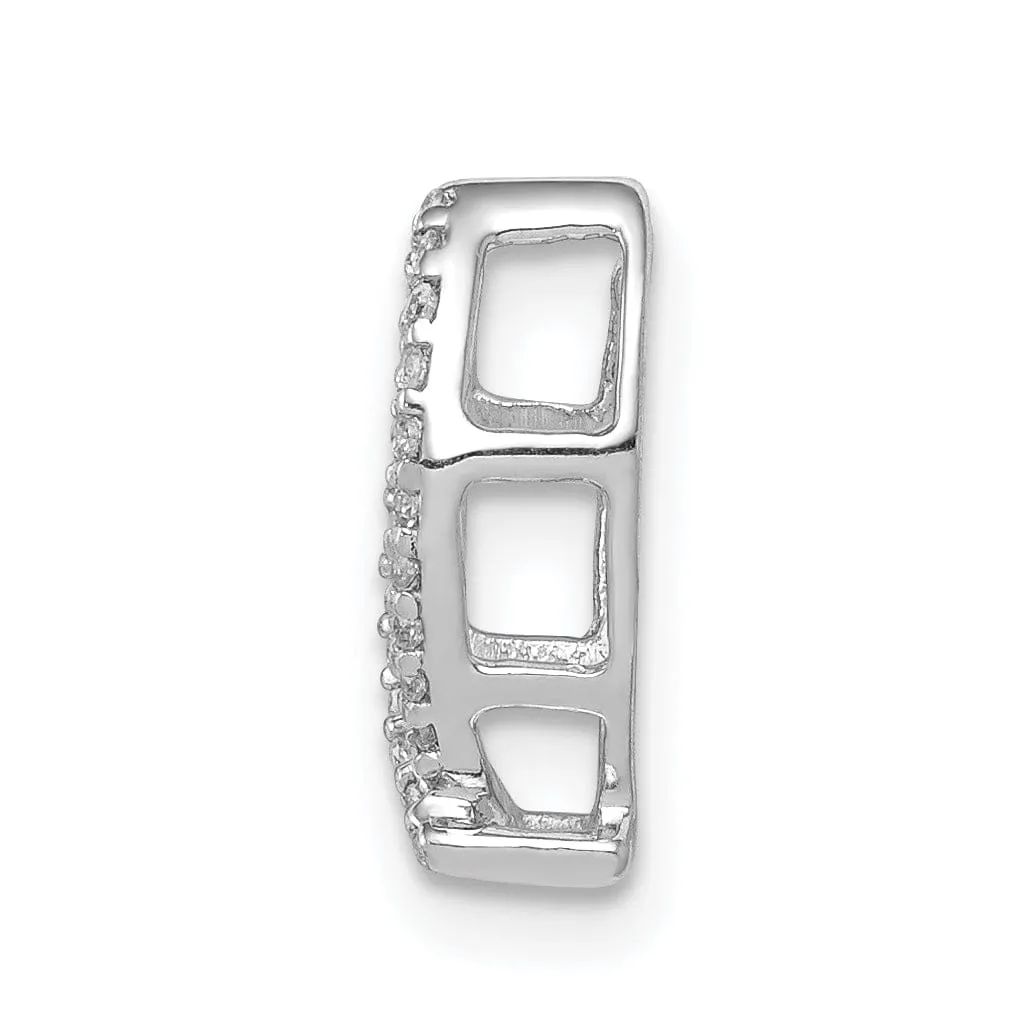 14k White Gold Polished 1/15-ct.Diamond Ichthus Chain Slide Pendant