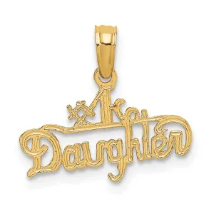 14K Yellow Gold #1 DAUGHTER in Script Design Pendant