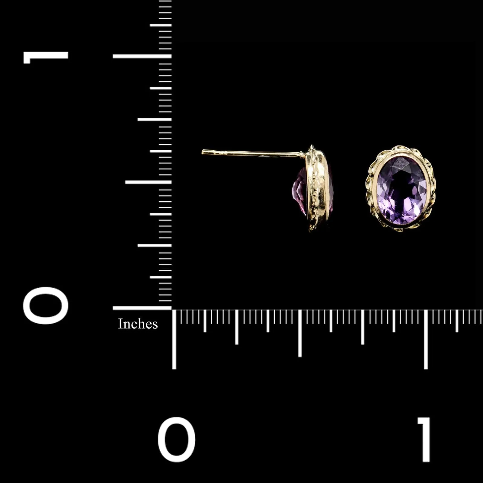 14K Yellow Gold Estate Amethyst Stud Earrings