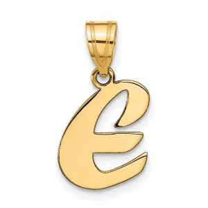 14k Yellow Gold Polished Finish Script Design Letter E Initial Pendant