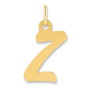 14K Yellow Gold Small Size Fancy Script Letter Z Initial Pendant