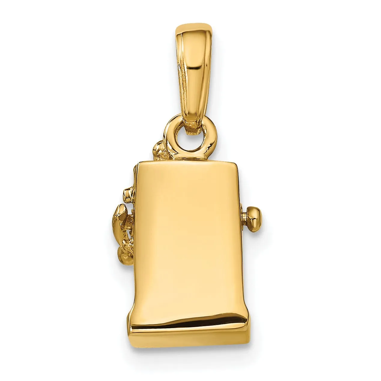 14k Yellow Gold Textured Polished Finish 3-Diamentional Moveable Slot Machine Charm Pendant