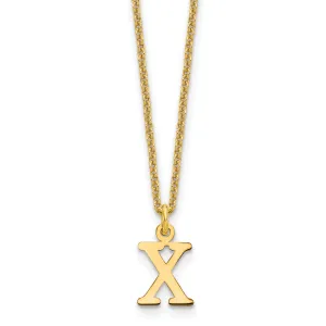 14k Yellow Gold Tiny Cut Out Block Letter Y Initial Pendant and Necklace