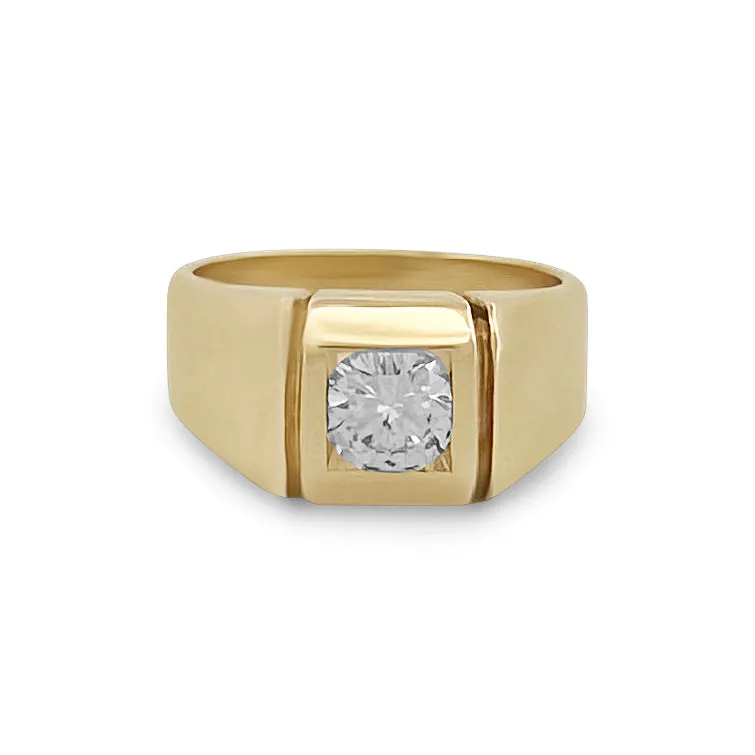 1.50cts Round Brilliant Diamond Men's Ring in 14k Yellow Gold