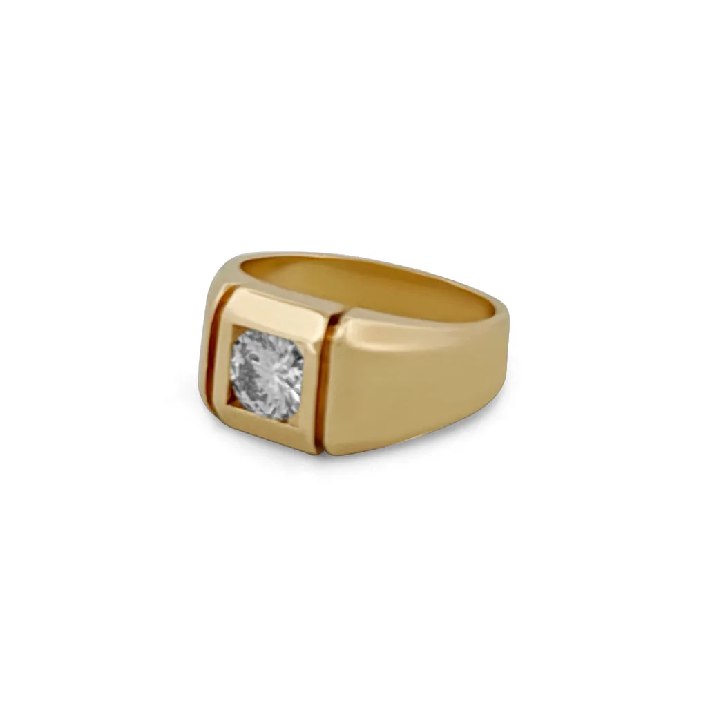 1.50cts Round Brilliant Diamond Men's Ring in 14k Yellow Gold