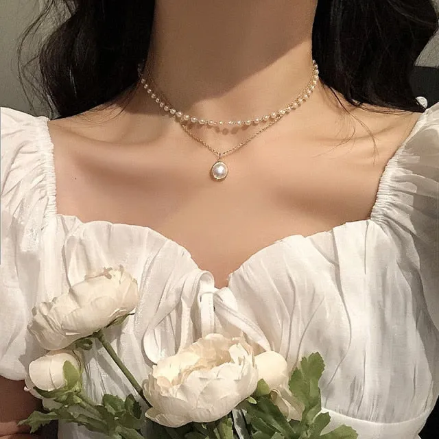 17KM Punk Multilayered Gold Chunky Chain Choker Necklace For Women Fashion Irregular Round Pendant Necklace 2021 Trend Jewelry