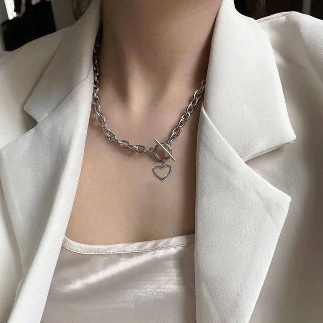 17KM Punk Multilayered Gold Chunky Chain Choker Necklace For Women Fashion Irregular Round Pendant Necklace 2021 Trend Jewelry