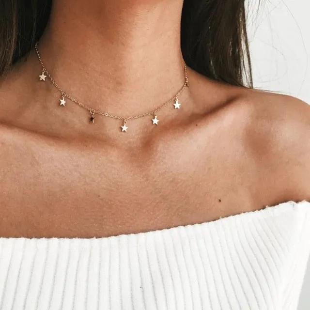 17KM Punk Multilayered Gold Chunky Chain Choker Necklace For Women Fashion Irregular Round Pendant Necklace 2021 Trend Jewelry