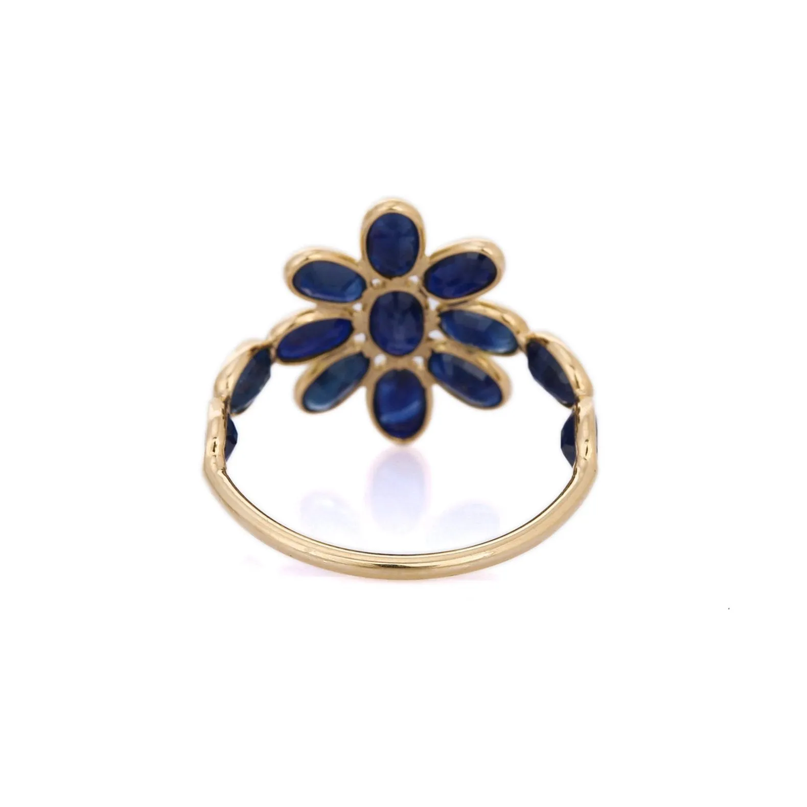 18K Gold Floral Sapphire Ring