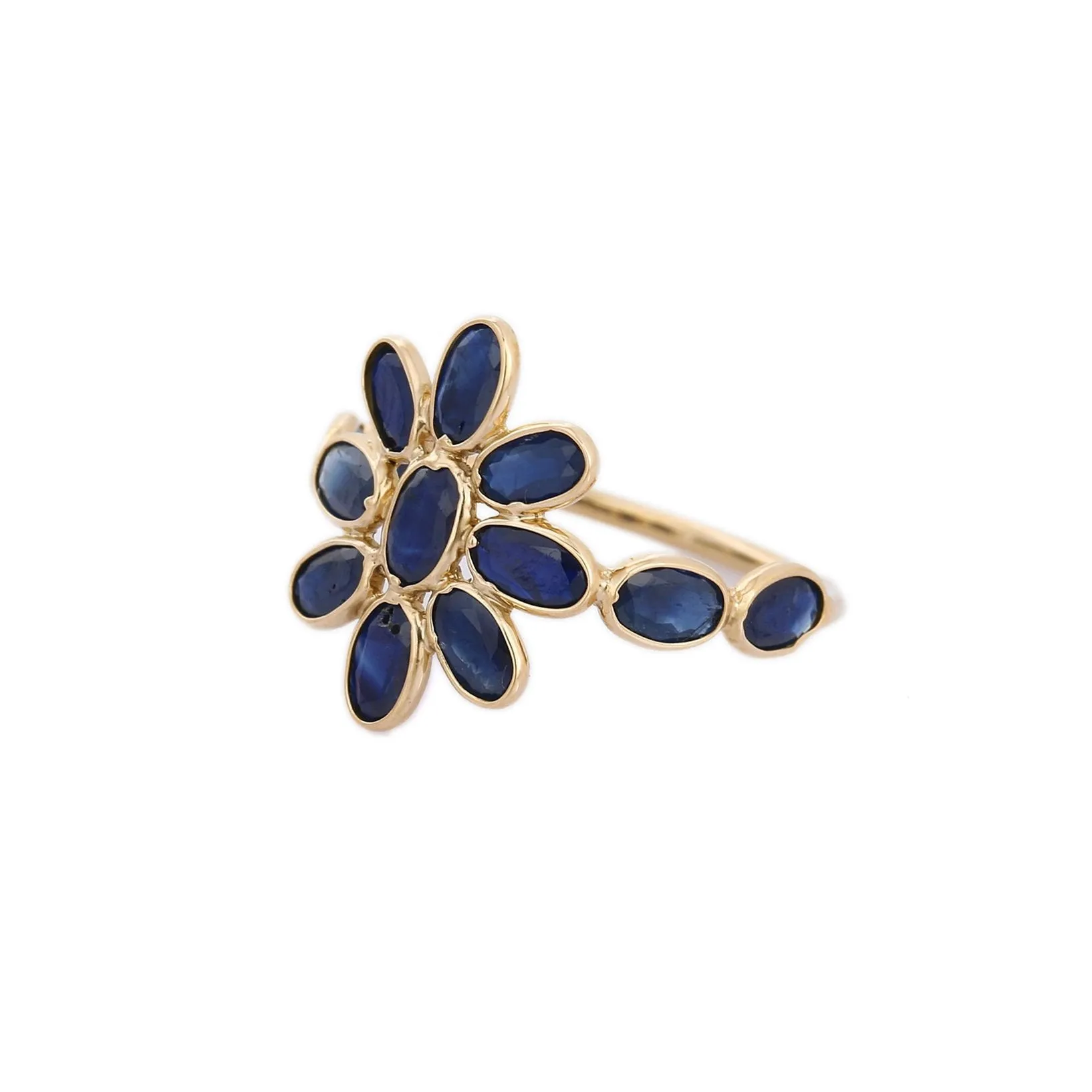 18K Gold Floral Sapphire Ring