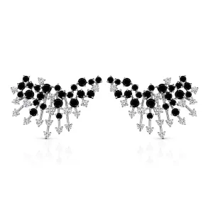 18k Luminus White Gold Earring With 4.74 Cts Vs-Gh And Black Diamonds