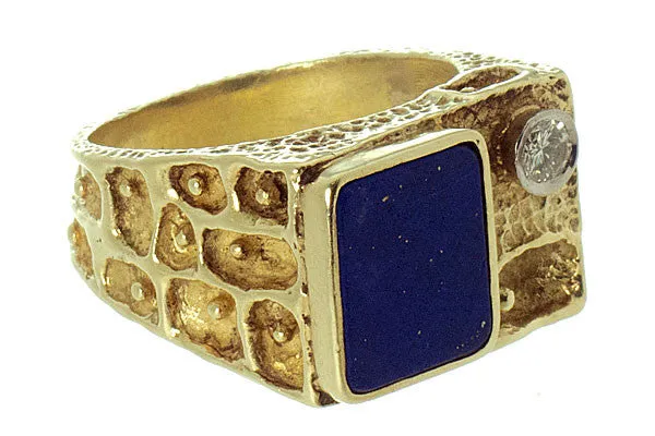 1970s Lapis & Diamond Ring by La Triomphe