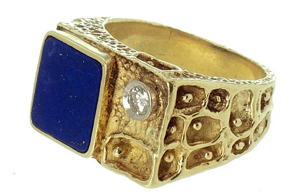 1970s Lapis & Diamond Ring by La Triomphe