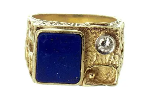 1970s Lapis & Diamond Ring by La Triomphe