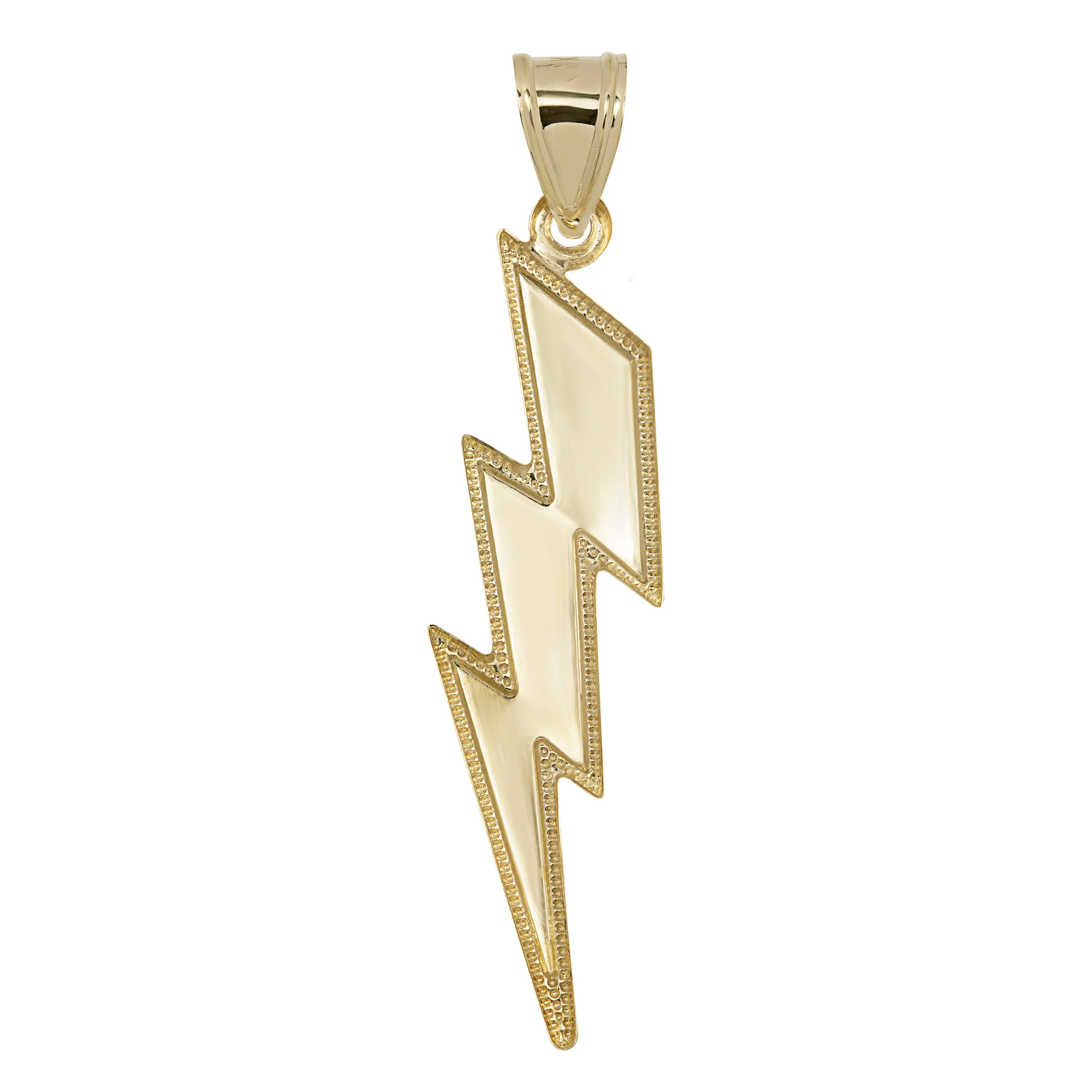 2 1/4" Diamond-Cut Lightning Bolt Pendant Charm 10K Yellow Gold