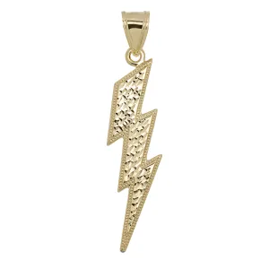 2 1/4" Diamond-Cut Lightning Bolt Pendant Charm 10K Yellow Gold