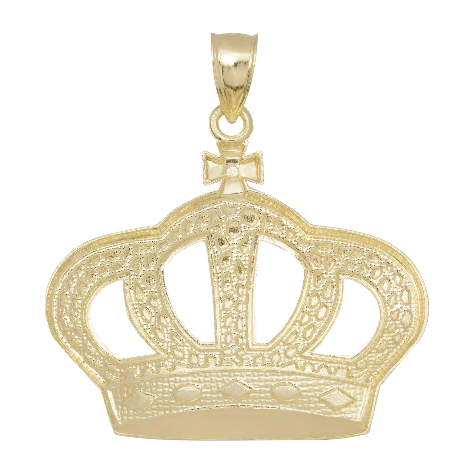 2 1/4" Nugget Crown Pendant 10K Solid Yellow Gold