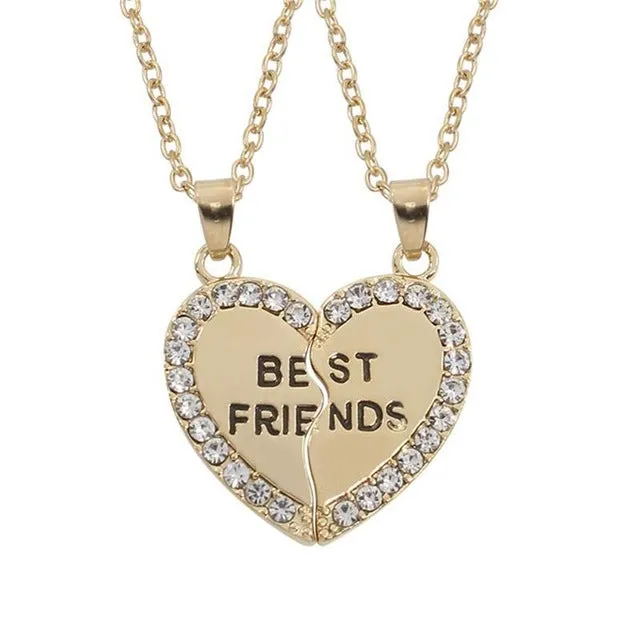 2017 Fashion Bohemian Best Friends BFF Pendant Necklaces 3 PCS/Set Charms Heart Necklace Rhinestone Choker Statement Necklace