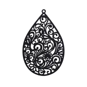 4 or 20 Pieces: Large Black Filigree Teardrop Pendants - Double Sided