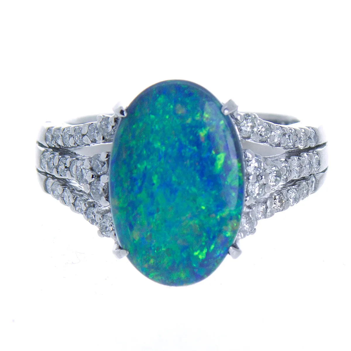 4.37ct Black Opal & Diamond Ring