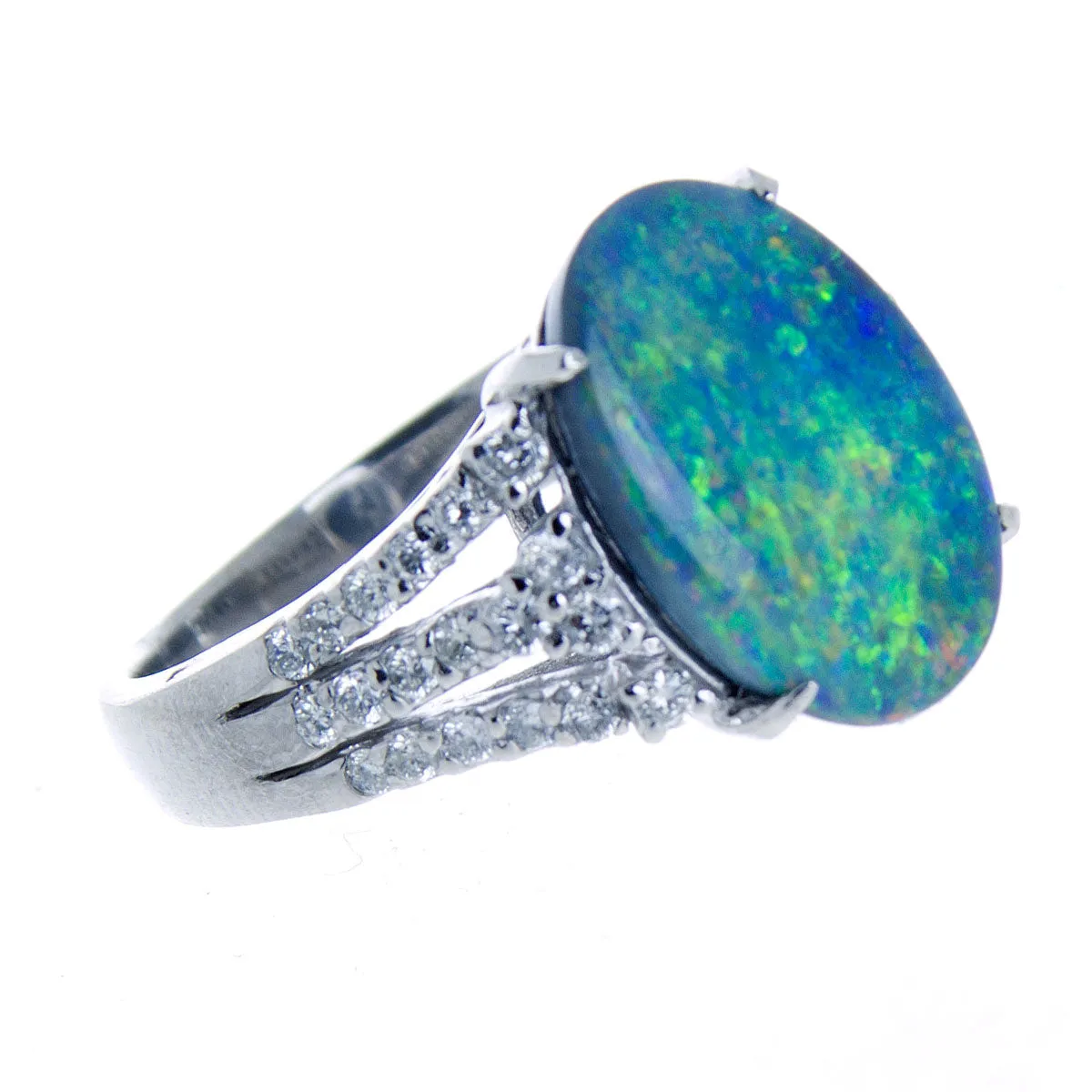 4.37ct Black Opal & Diamond Ring