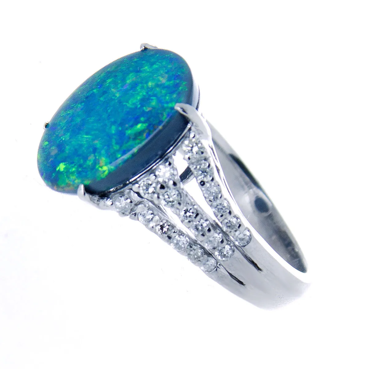 4.37ct Black Opal & Diamond Ring