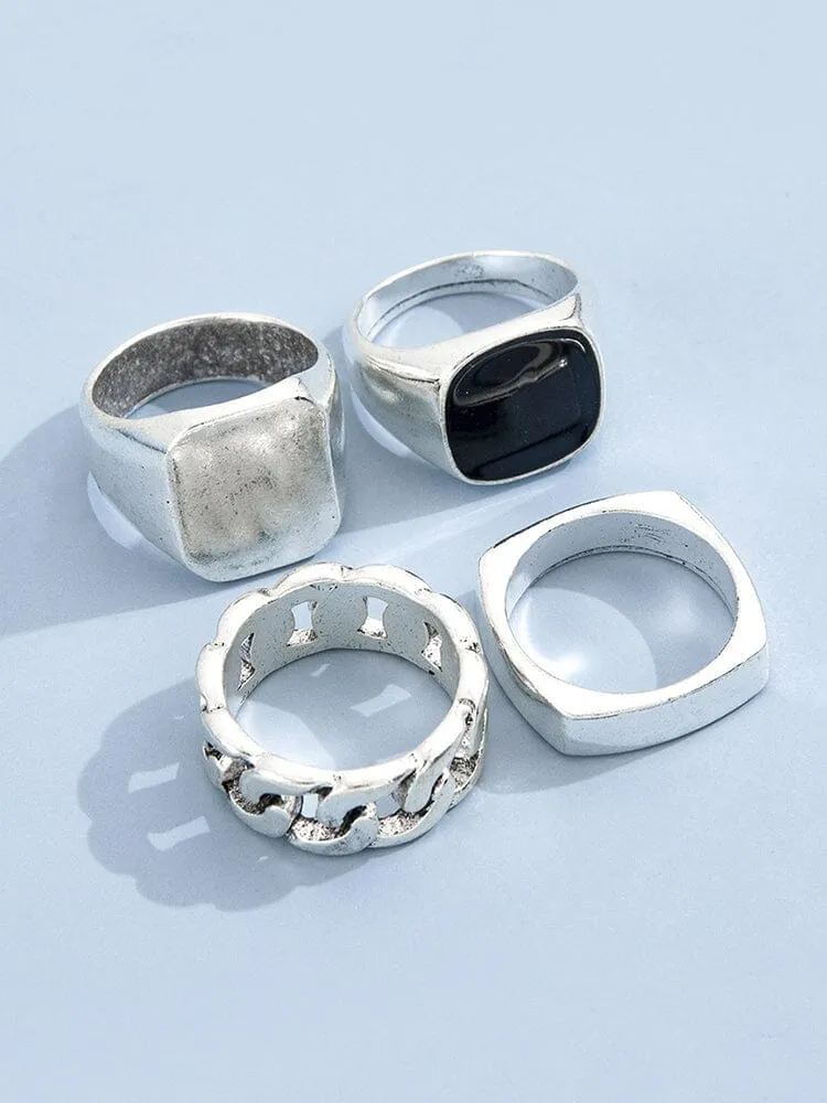 4Pcs Punk Rings Set