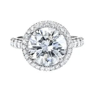 5 Carat Round Brilliant Cut Diamond Halo Pave Engagement Ring