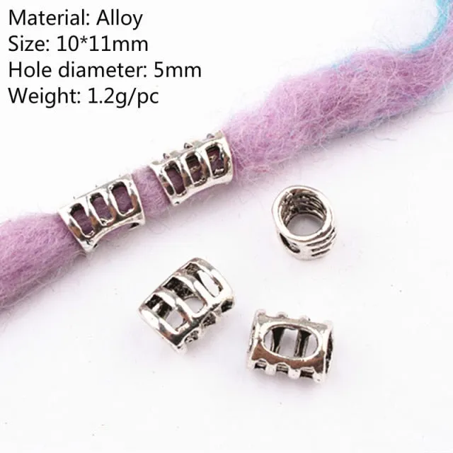 5 Pcs Retro Silver Metal Hair Ring