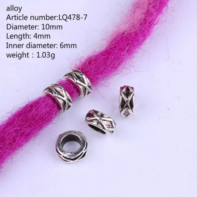 5 Pcs Retro Silver Metal Hair Ring