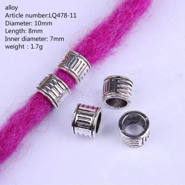 5 Pcs Retro Silver Metal Hair Ring