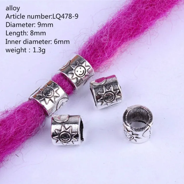 5 Pcs Retro Silver Metal Hair Ring