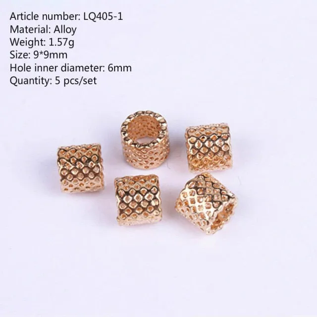 5 Pcs Retro Silver Metal Hair Ring